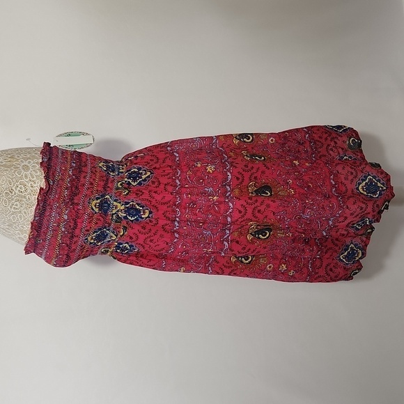 Raviya Women SZ S Pink Paisley Print Pull On Style Smocked Lined Tube Top Dress - Picture 9 of 14